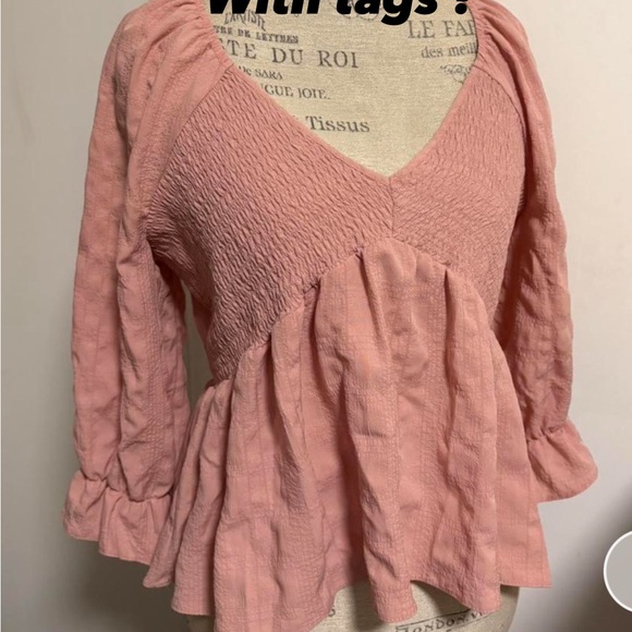 River Island Blush Pink Textured Blouse - Picture 1 of 7